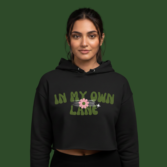 Own Lane Manifest - Female Cropped Hoodie