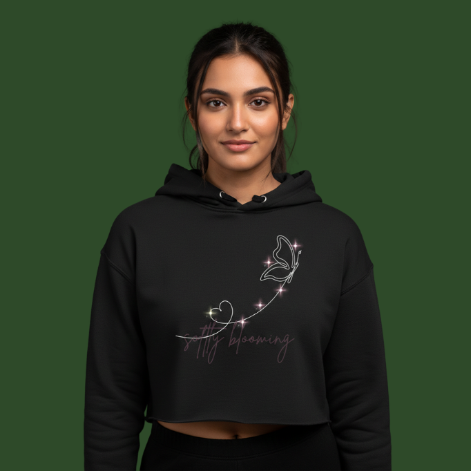 Butterfly Bloom - Female Cropped Hoodie