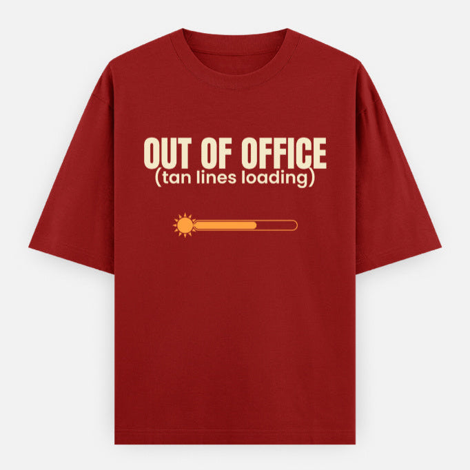 AttireBae Out Of Office tan lines loading red oversized graphic tee India