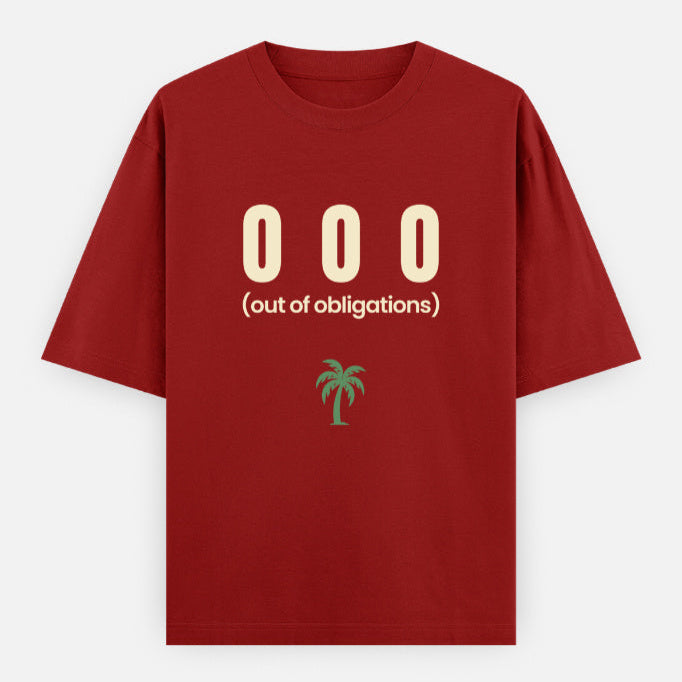 AttireBae OOO out of obligations red oversized graphic tee India