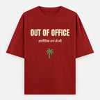 AttireBae Out Of Office Hindi bilingual red oversized graphic tee India