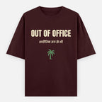 AttireBae Out Of Office Hindi bilingual maroon oversized graphic tee India