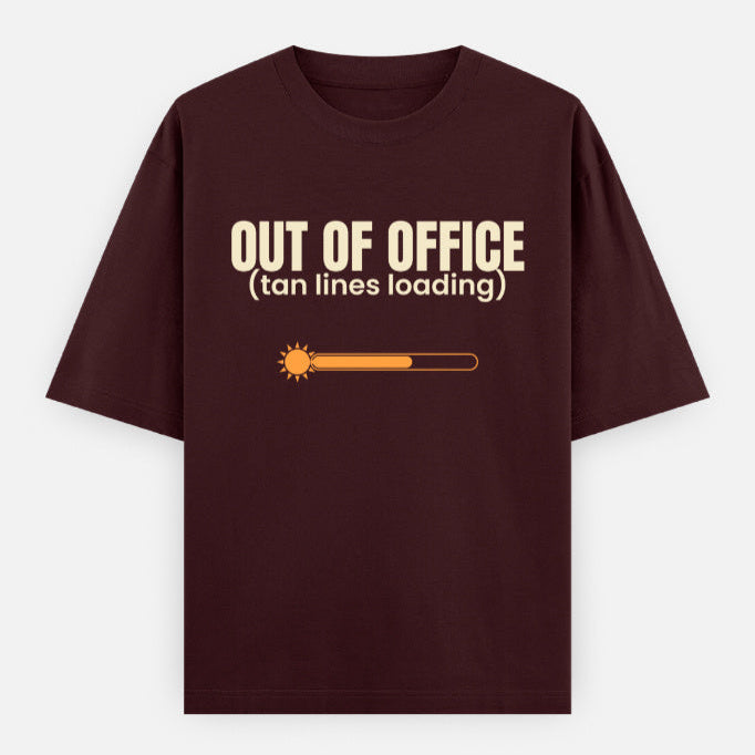AttireBae Out Of Office tan lines loading maroon oversized graphic tee India