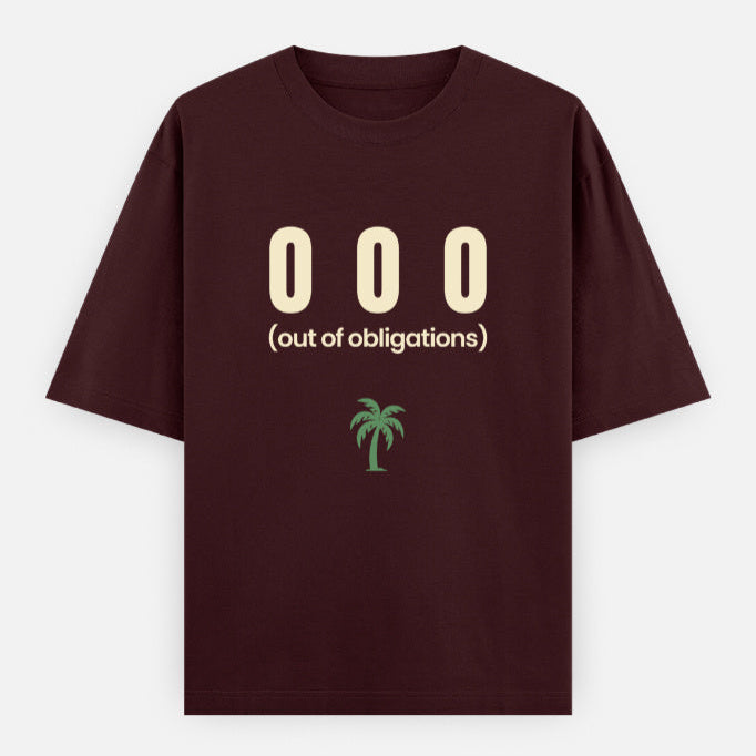 AttireBae OOO out of obligations maroon oversized graphic tee India