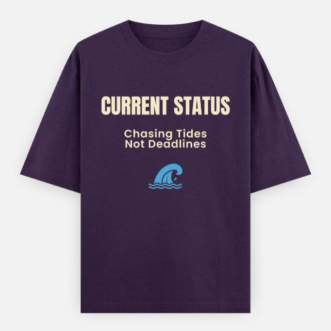 AttireBae Current status: chasing tides, not deadlines purple oversized attitude tee India