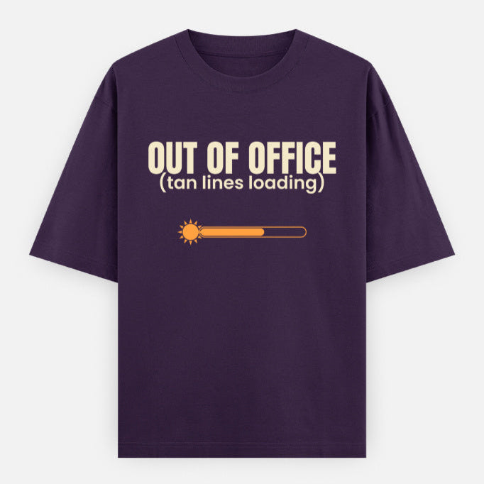 AttireBae Out Of Office tan lines loading purple oversized graphic tee India