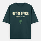 AttireBae Out Of Office Hindi bilingual petrol blue oversized graphic tee India