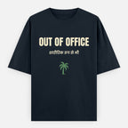 AttireBae Out Of Office Hindi bilingual navy blue oversized graphic tee India