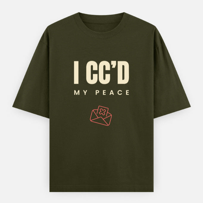 AttireBae I CCd My Peace olive green oversized attitude tee India