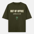 AttireBae Out Of Office Hindi bilingual olive green oversized graphic tee India