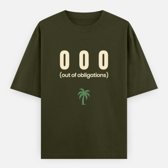 AttireBae OOO out of obligations olive green oversized graphic tee India