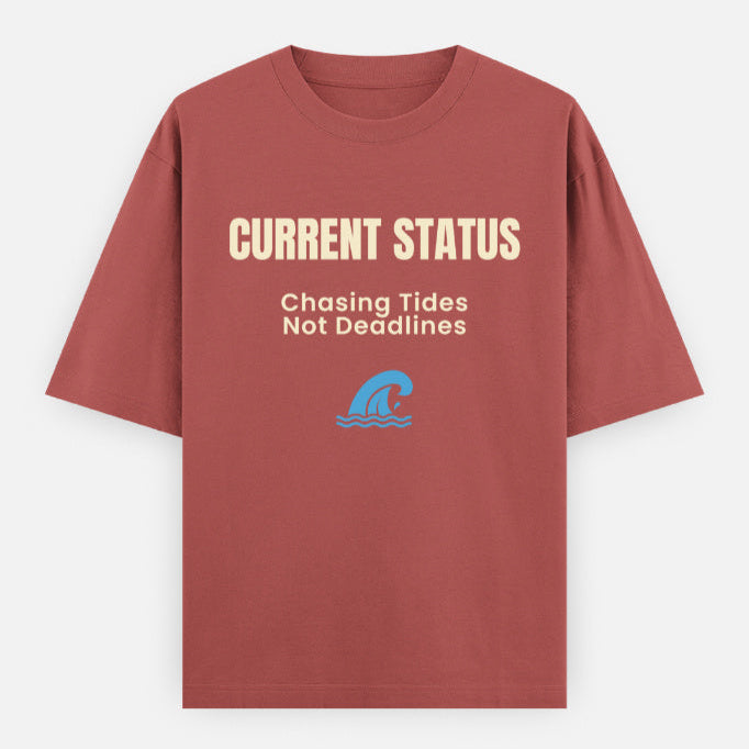 AttireBae Current status: chasing tides, not deadlines coral oversized attitude tee India