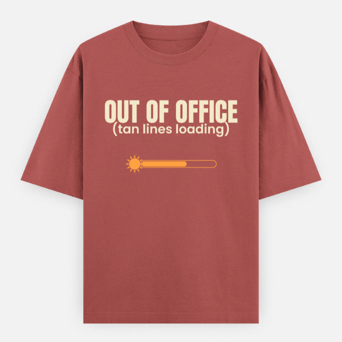 AttireBae Out Of Office tan lines loading coral oversized graphic tee India