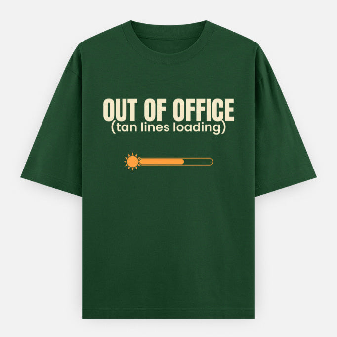 AttireBae Out Of Office tan lines loading bottle green oversized graphic tee India