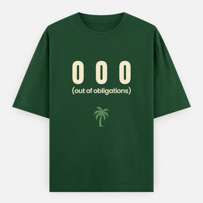 AttireBae OOO out of obligations bottle green oversized graphic tee India