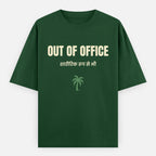 AttireBae Out Of Office Hindi bilingual bottle green oversized graphic tee India