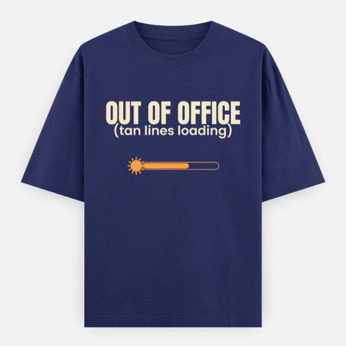 AttireBae Out Of Office tan lines loading royal blue oversized graphic tee India