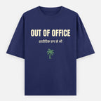 AttireBae Out Of Office Hindi bilingual royal blue oversized graphic tee India