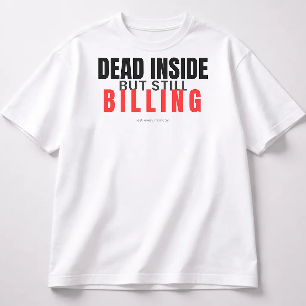 AttireBae Dead Inside But Still Billing white oversized office humour tee India

