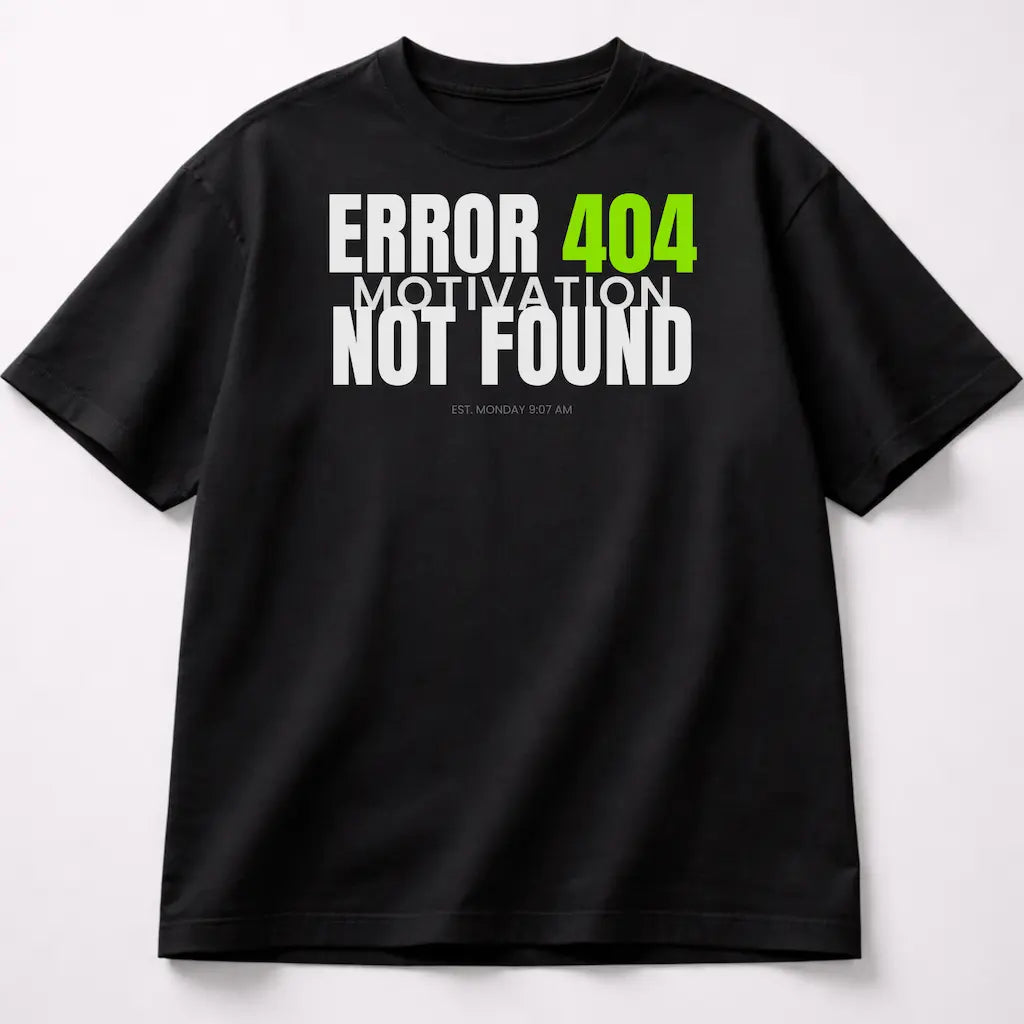 AttireBae Error 404 Motivation Not Found black oversized graphic tee India
