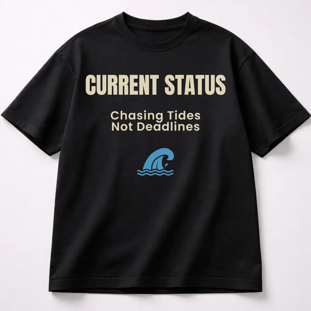 AttireBae Current status: chasing tides, not deadlines black oversized attitude tee India