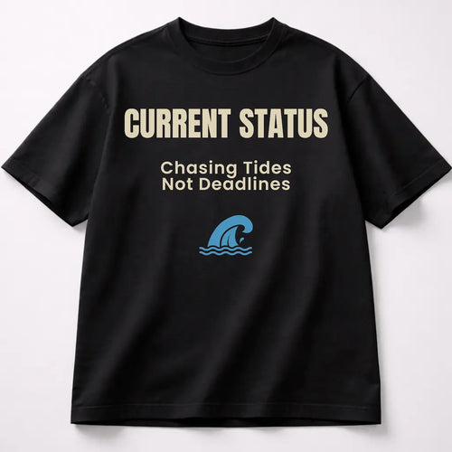 AttireBae Current status: chasing tides, not deadlines black oversized attitude tee India