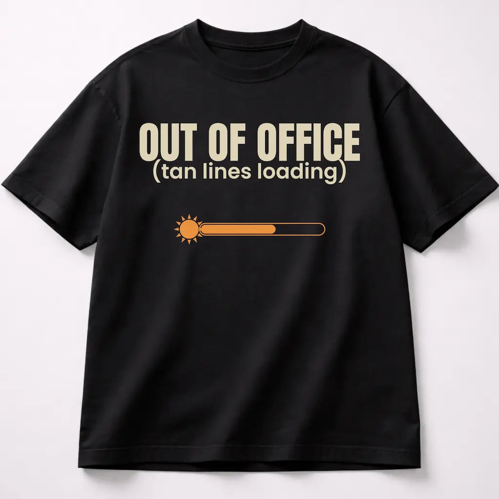 AttireBae Out Of Office tan lines loading black oversized graphic tee India
